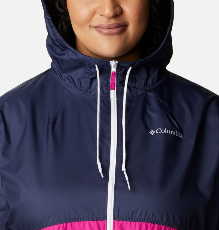 Columbia Flash Forward Windbreaker Jakke Dame Marineblå Fuchsia | Plus Size 53147W